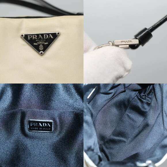 PRADA Hand Bag Nylon White Silver - Picture 11 of 12